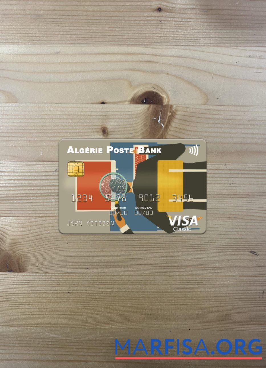 Downloadable Algeria Algérie Poste Bank visa card photolook front sample